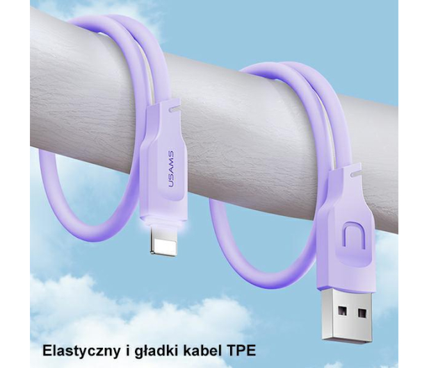 USAMS Kabel lightning 2,4A 1,2m Fast Charging purpurowy - 1569060 - zdjęcie 3